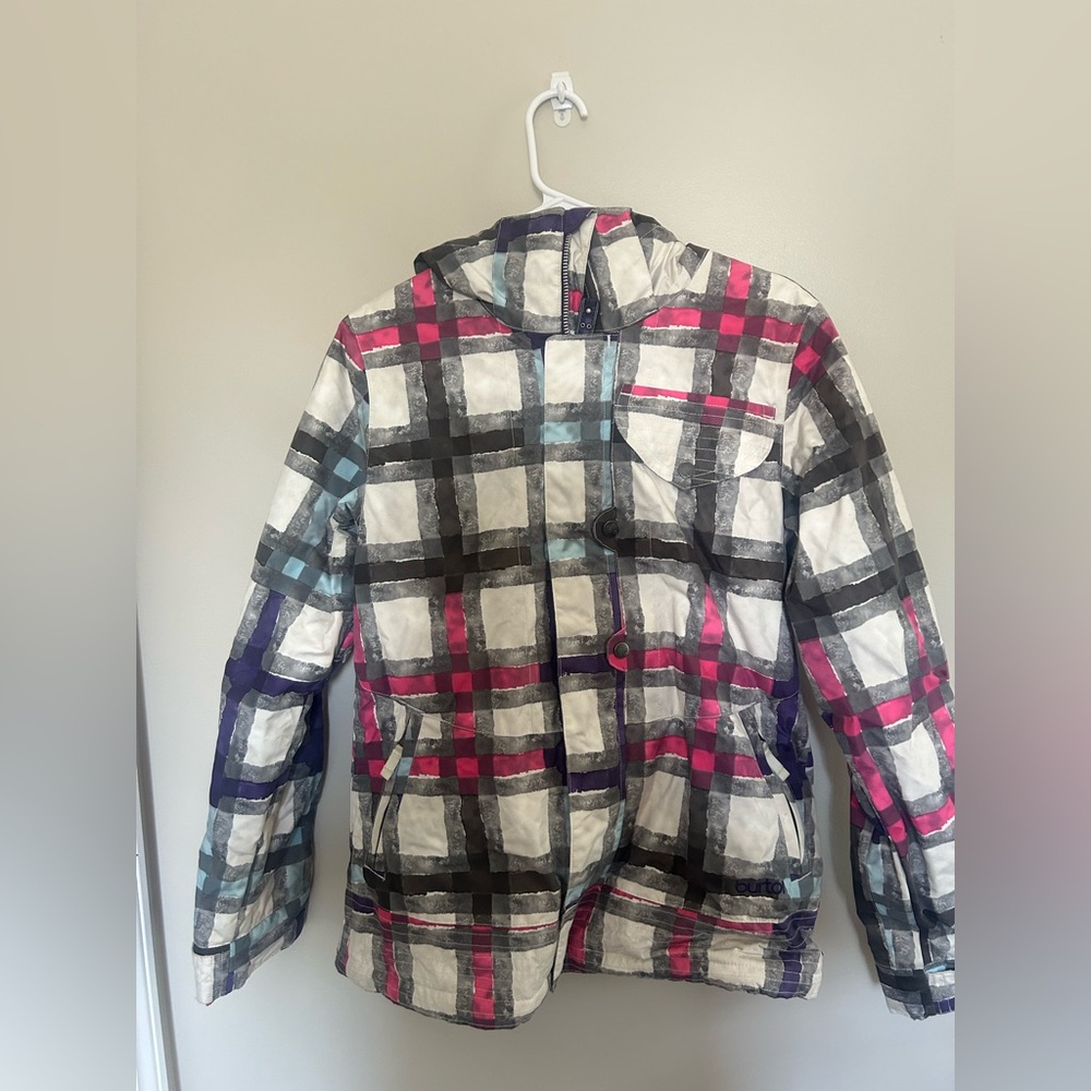 Burton Women’s Snowboard Jacket Large – Plaid Pastel Print